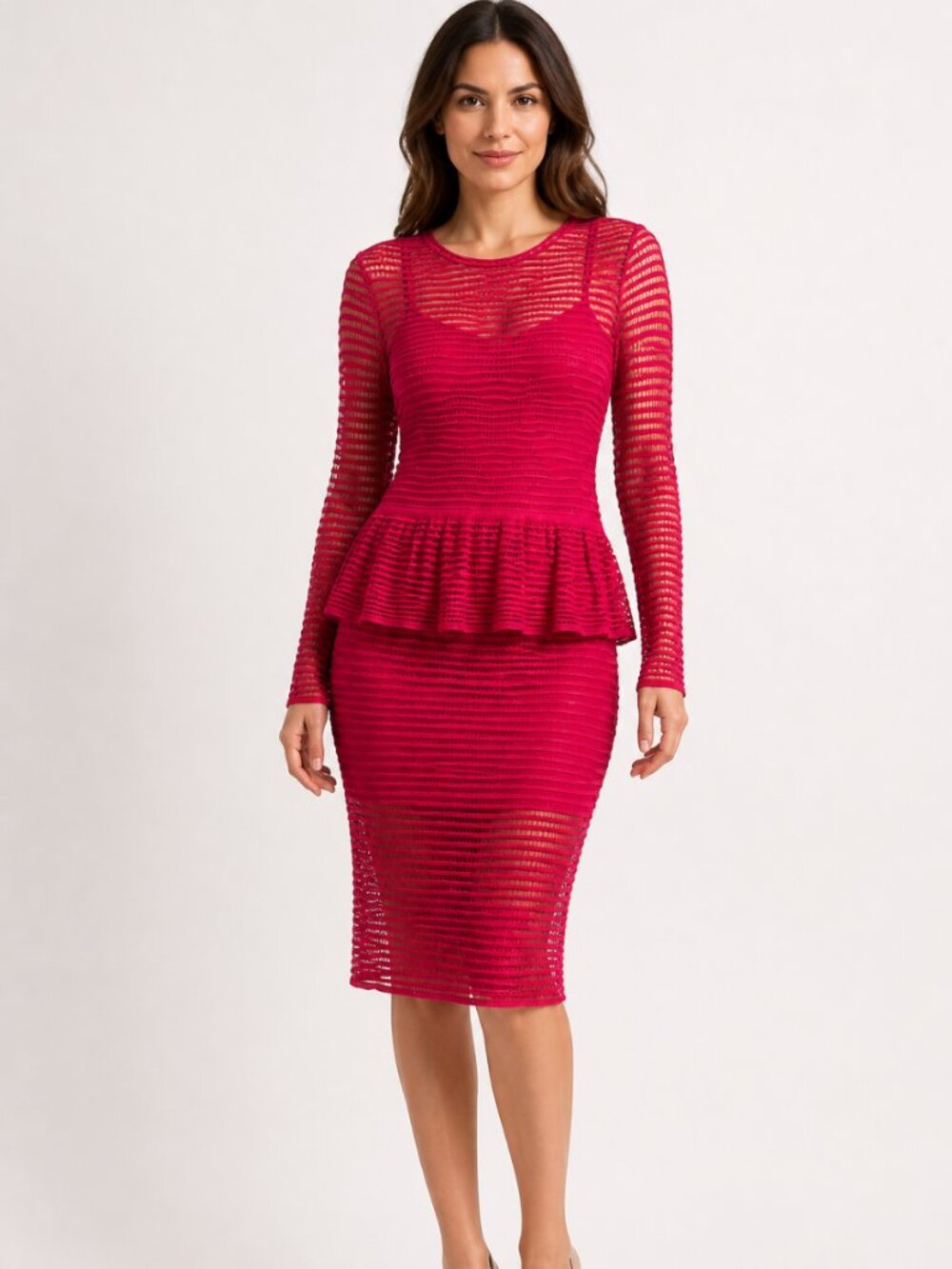 Poppy Red Peplum Knit Dress from Missoni